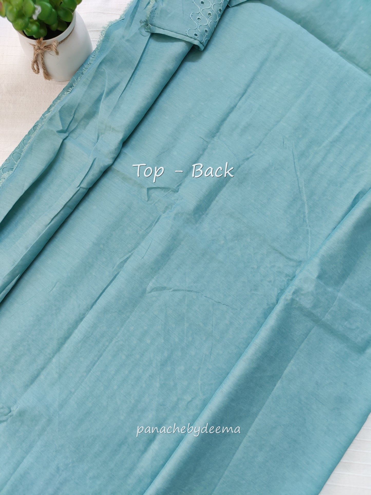 Semi raw silk hakoba material unstitched salwar set | Sea blue| H4