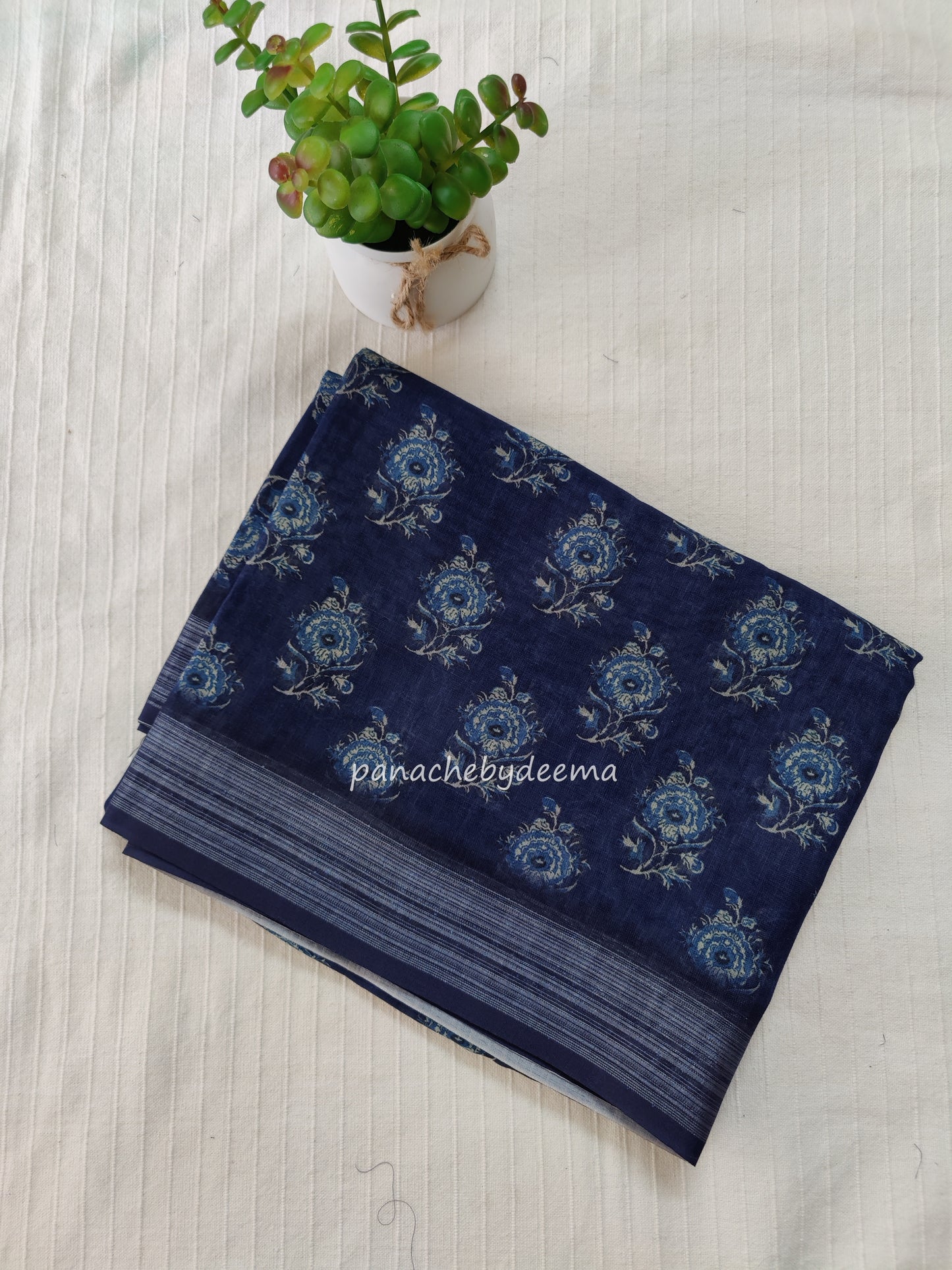 Semi Linen Indigo saree | IN3