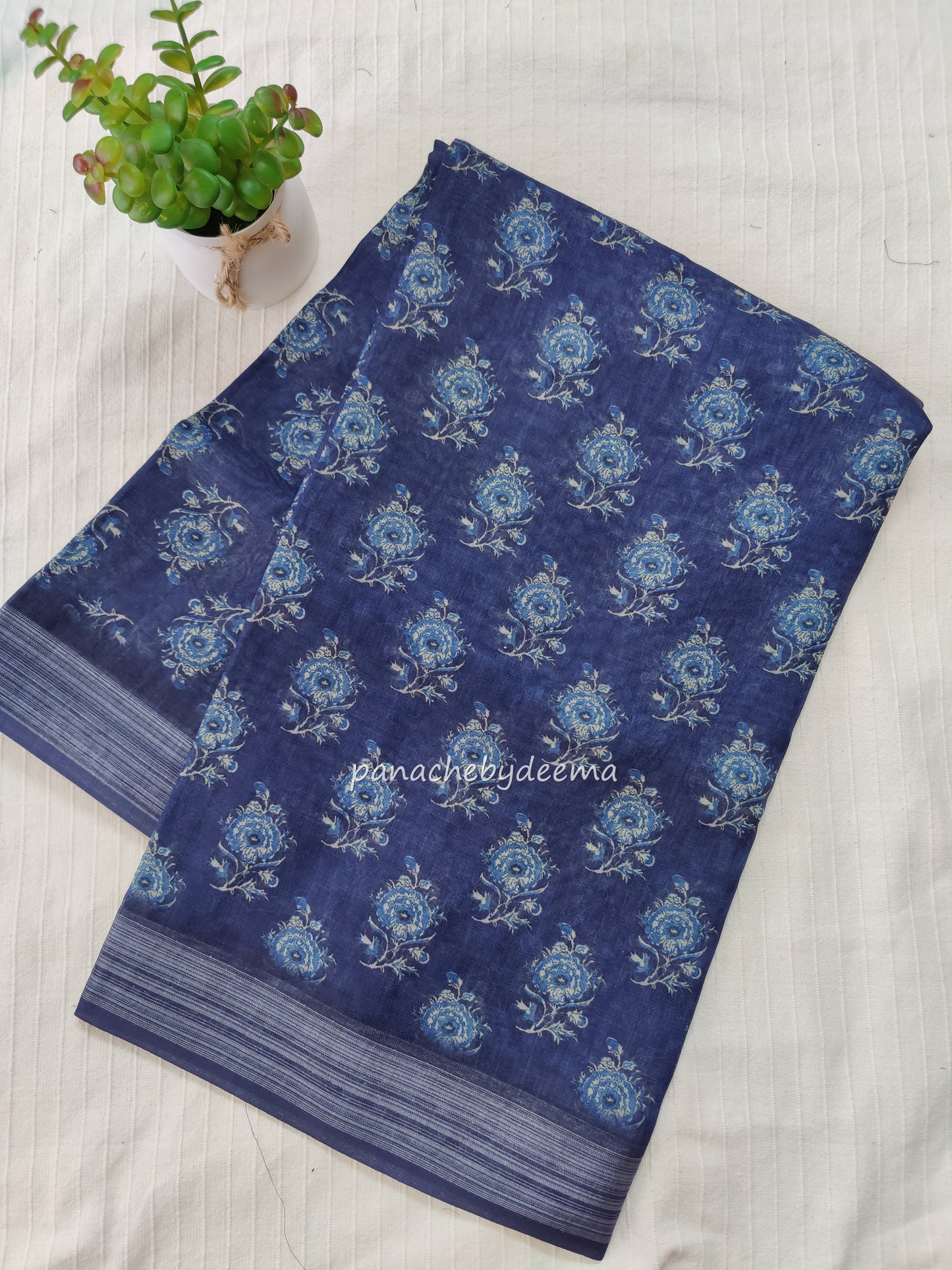 Semi Linen Indigo saree | IN3