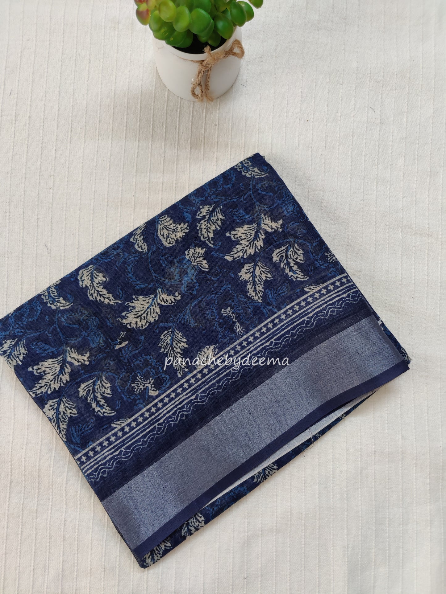 Semi Linen Indigo saree | IN6