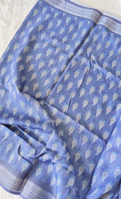 Semi Linen Indigo saree | IN5
