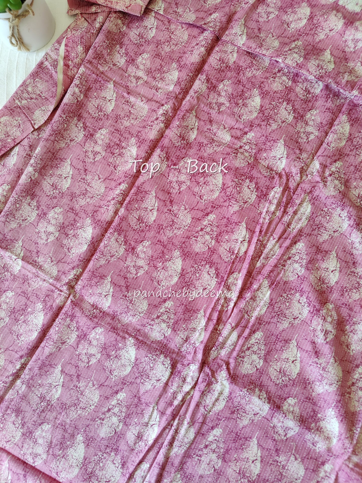 Cotton unstitched salwar set with lace borders and embroidery on yolk portion | Pink |S4