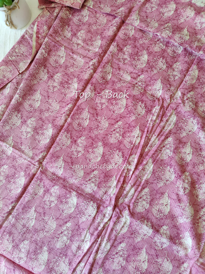 Cotton unstitched salwar set with lace borders and embroidery on yolk portion | Pink |S4