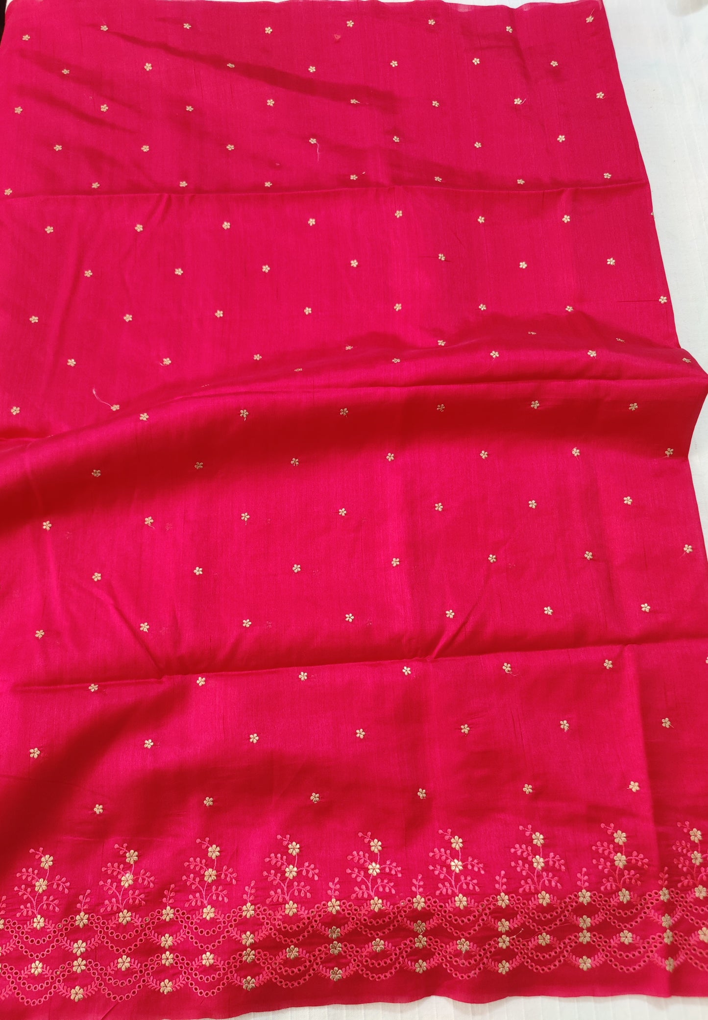Matka silk designer saree with cut work borders and embroidery | Reddish pink | MT16