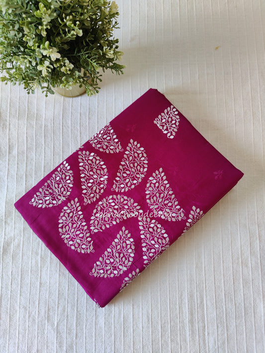 Matka silk designer saree with embroidery | Majenta | SC6