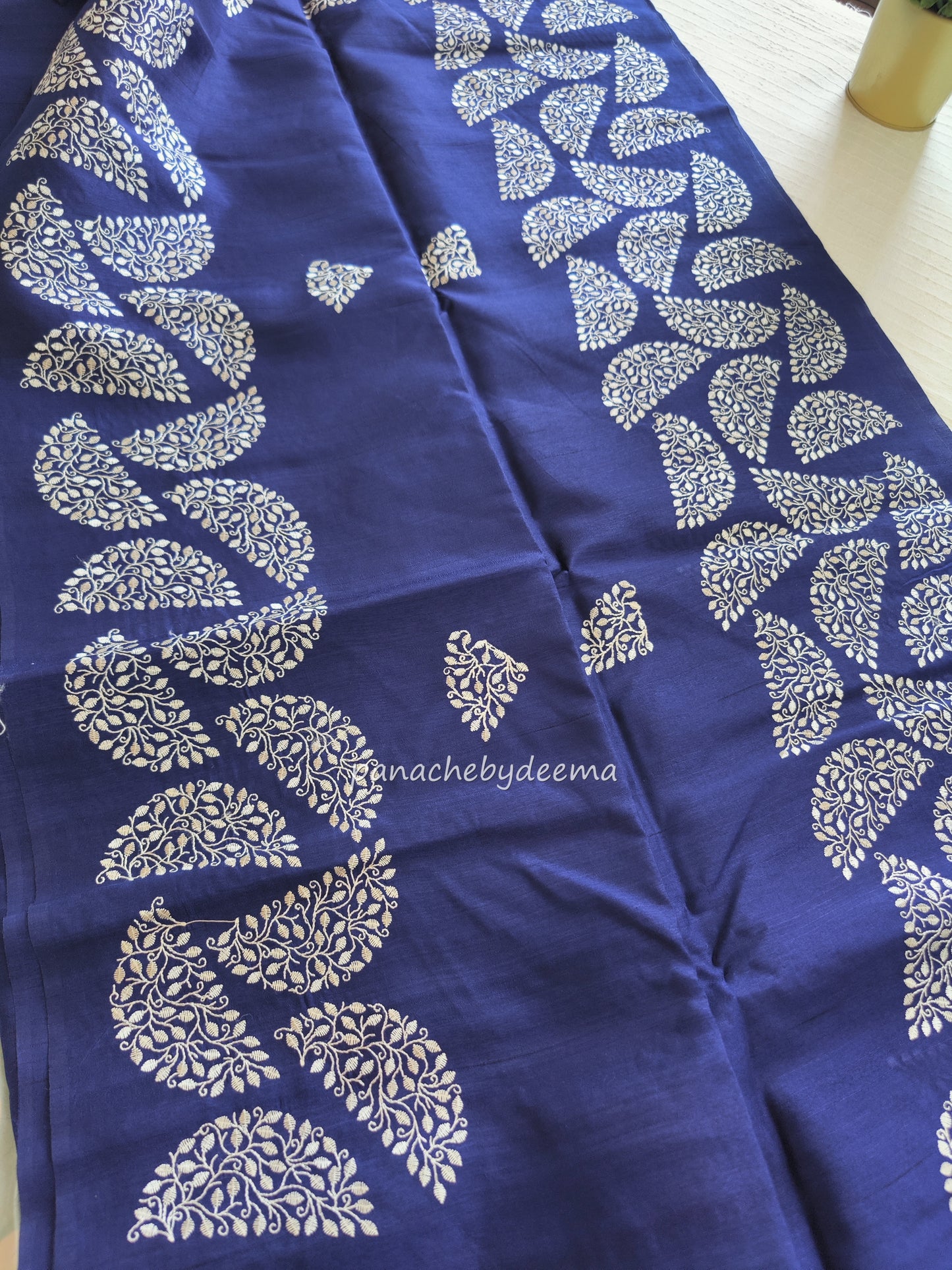 Matka silk designer saree with embroidery | Dark blue | SC4