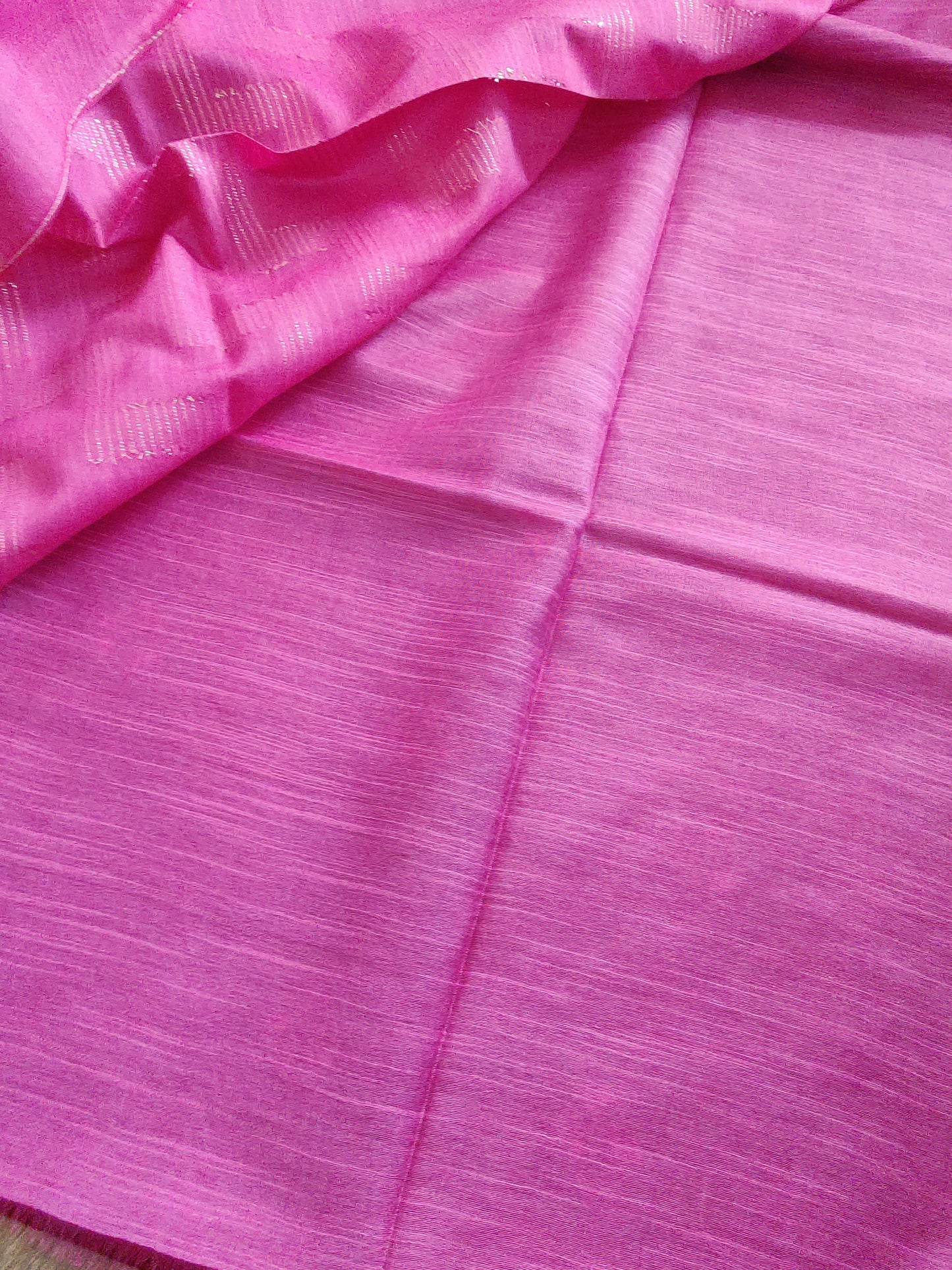 Semi tussar saree with contrast borders | Maroon with pink border | PA120