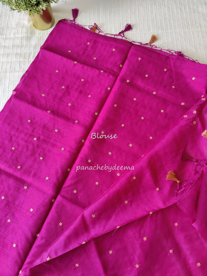 Matka silk designer saree with cut work borders and embroidery | Majenta | MT17