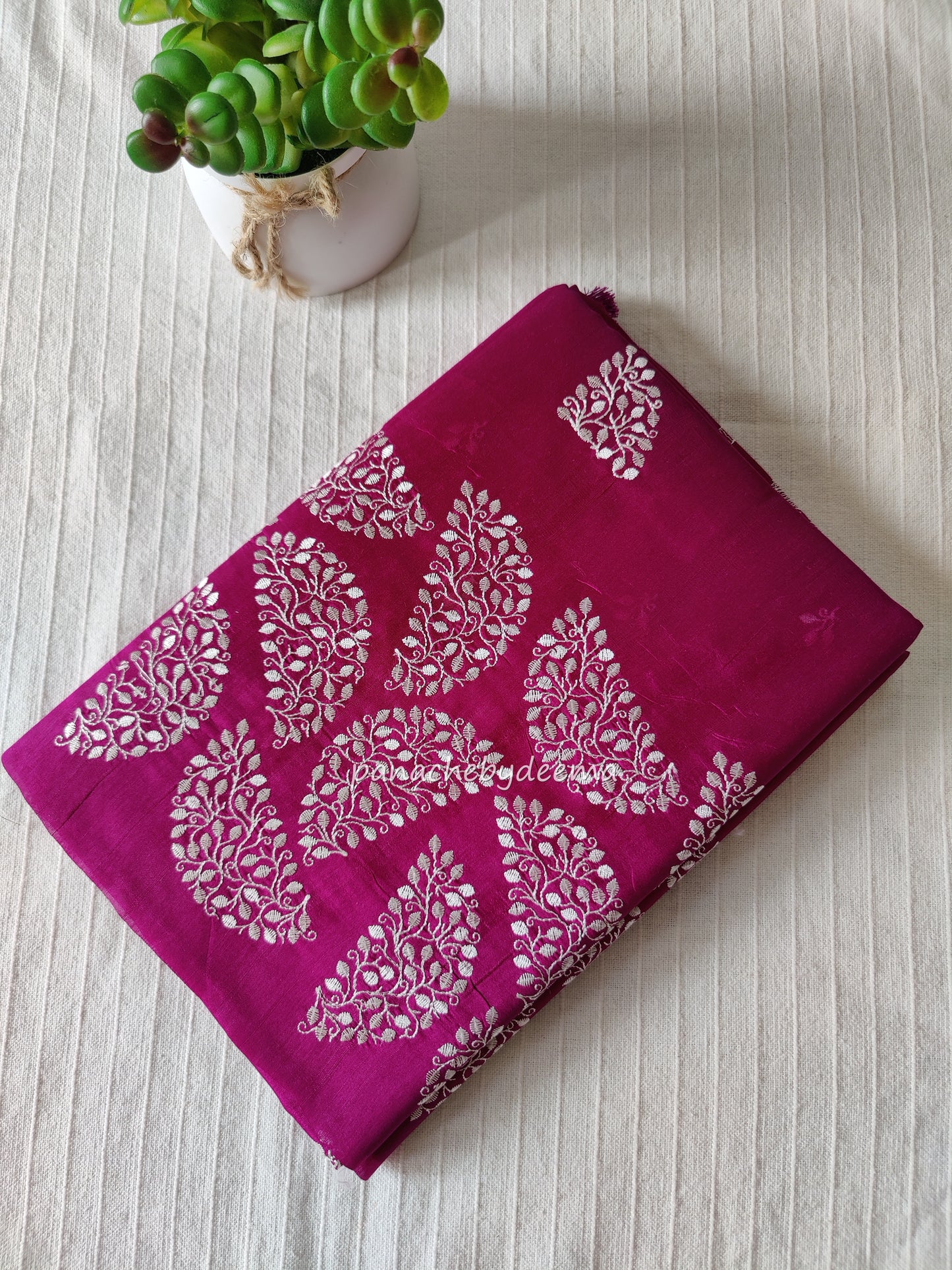 Matka silk designer saree with embroidery | Majenta | SC6