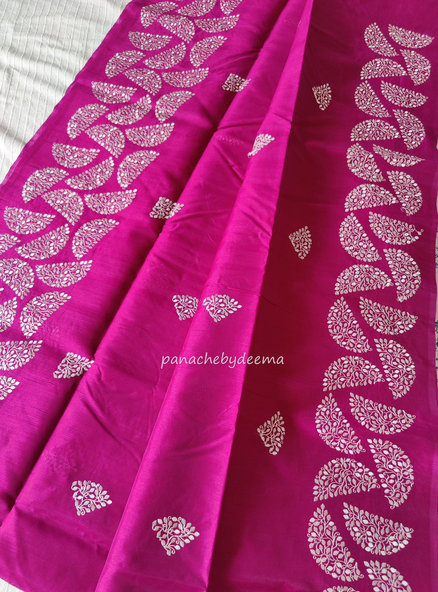 Matka silk designer saree with embroidery | Majenta | SC6