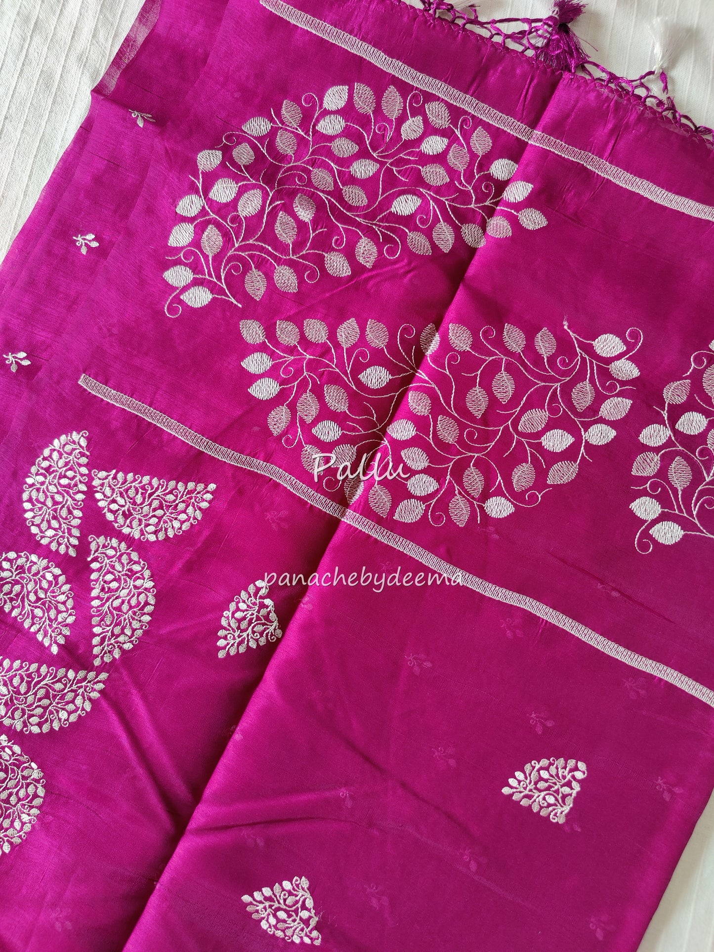 Matka silk designer saree with embroidery | Majenta | SC6