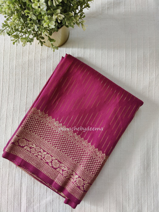 Semi silk designer sareee with zari weaving| Pink | BS7