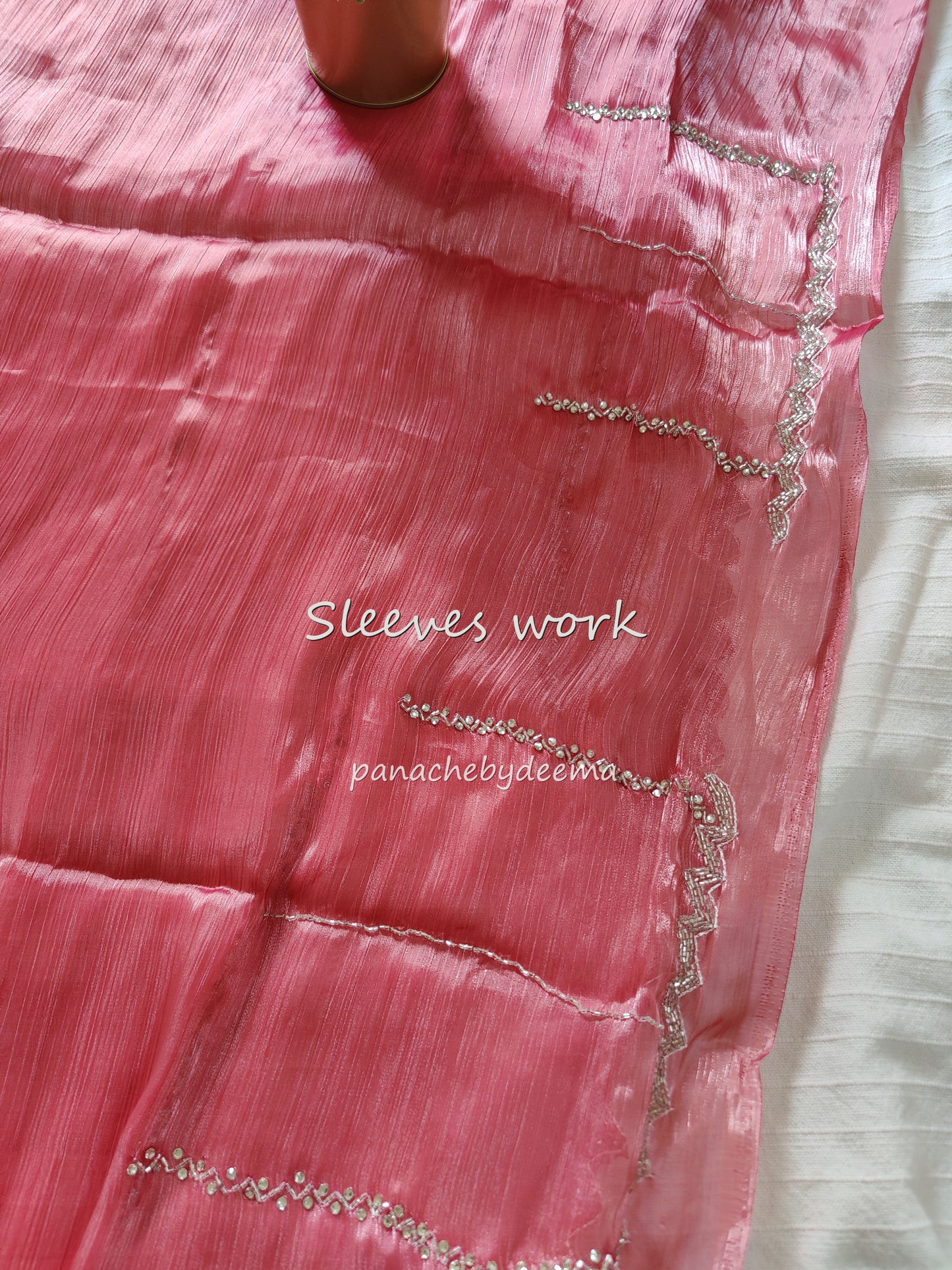 Tissue organza with heavy handwork| Pink | TS3