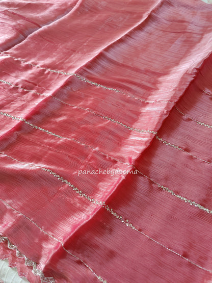 Tissue organza with heavy handwork| Pink | TS3