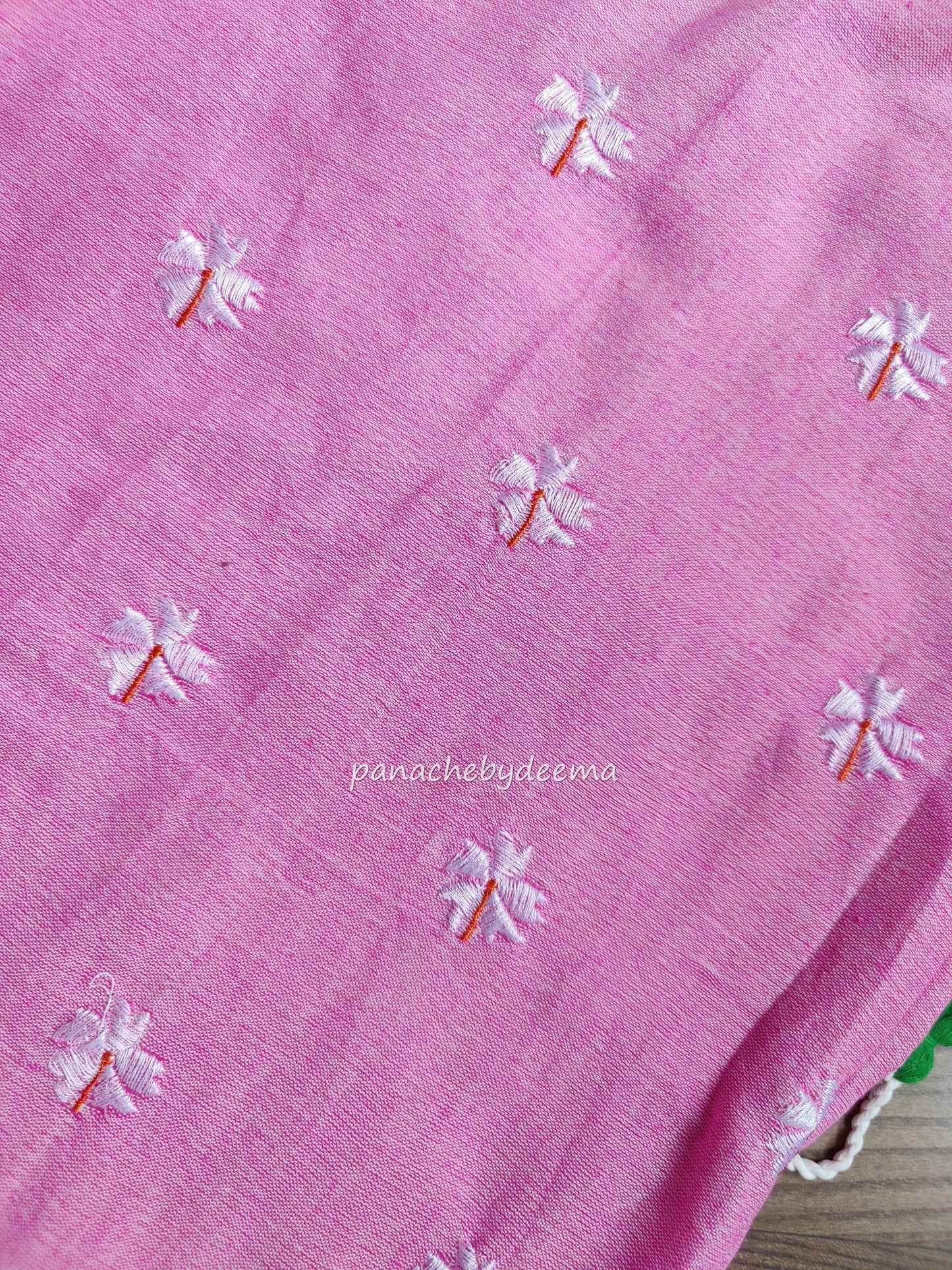 Soft cotton saree with flower embroidery |Light pink | K2