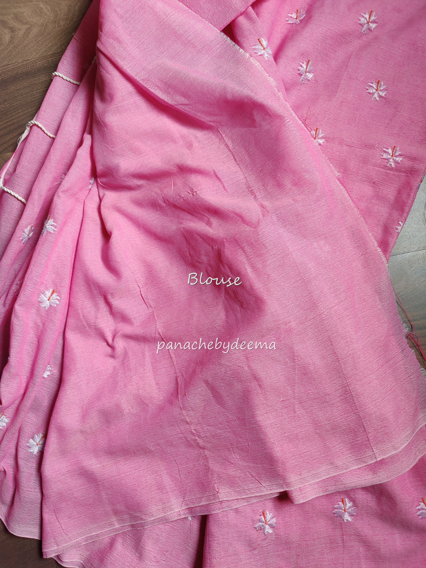 Soft cotton saree with flower embroidery |Light pink | K2