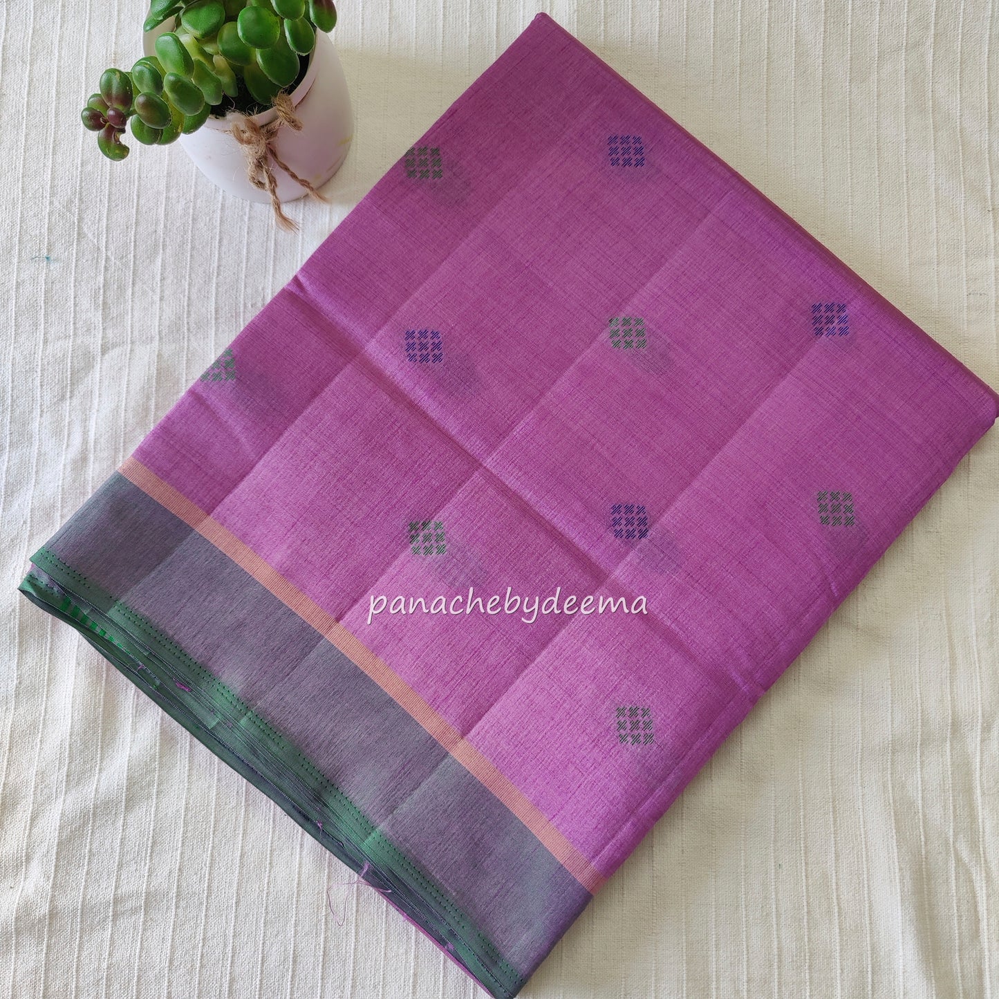 Semi silk saree with dual colour borders. | LIlac | SS1