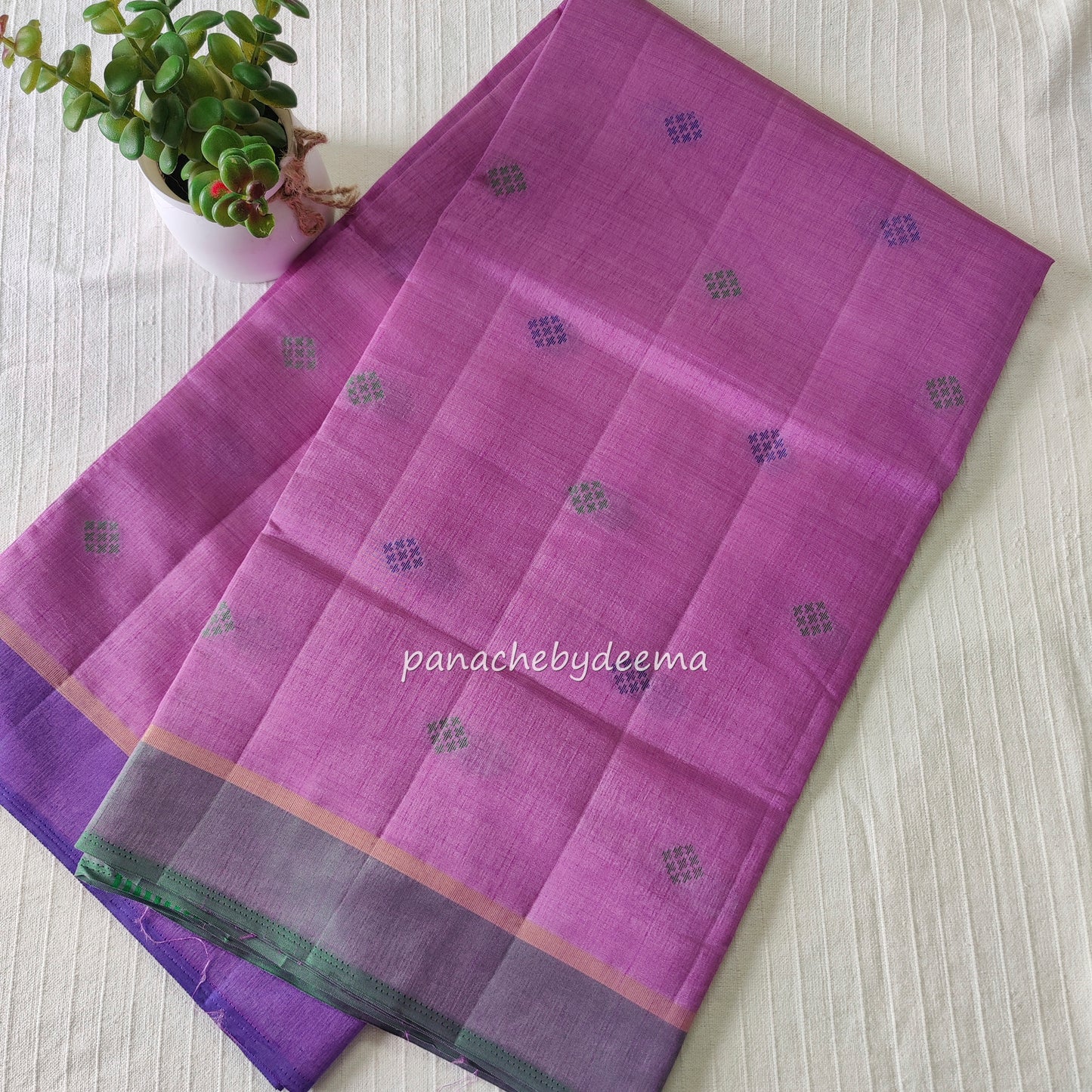 Semi silk saree with dual colour borders. | LIlac | SS1
