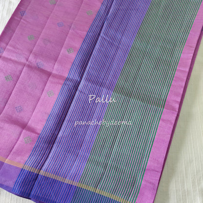 Semi silk saree with dual colour borders. | LIlac | SS1