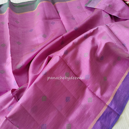 Semi silk saree with dual colour borders. | LIlac | SS1