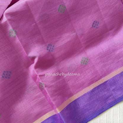 Semi silk saree with dual colour borders. | LIlac | SS1