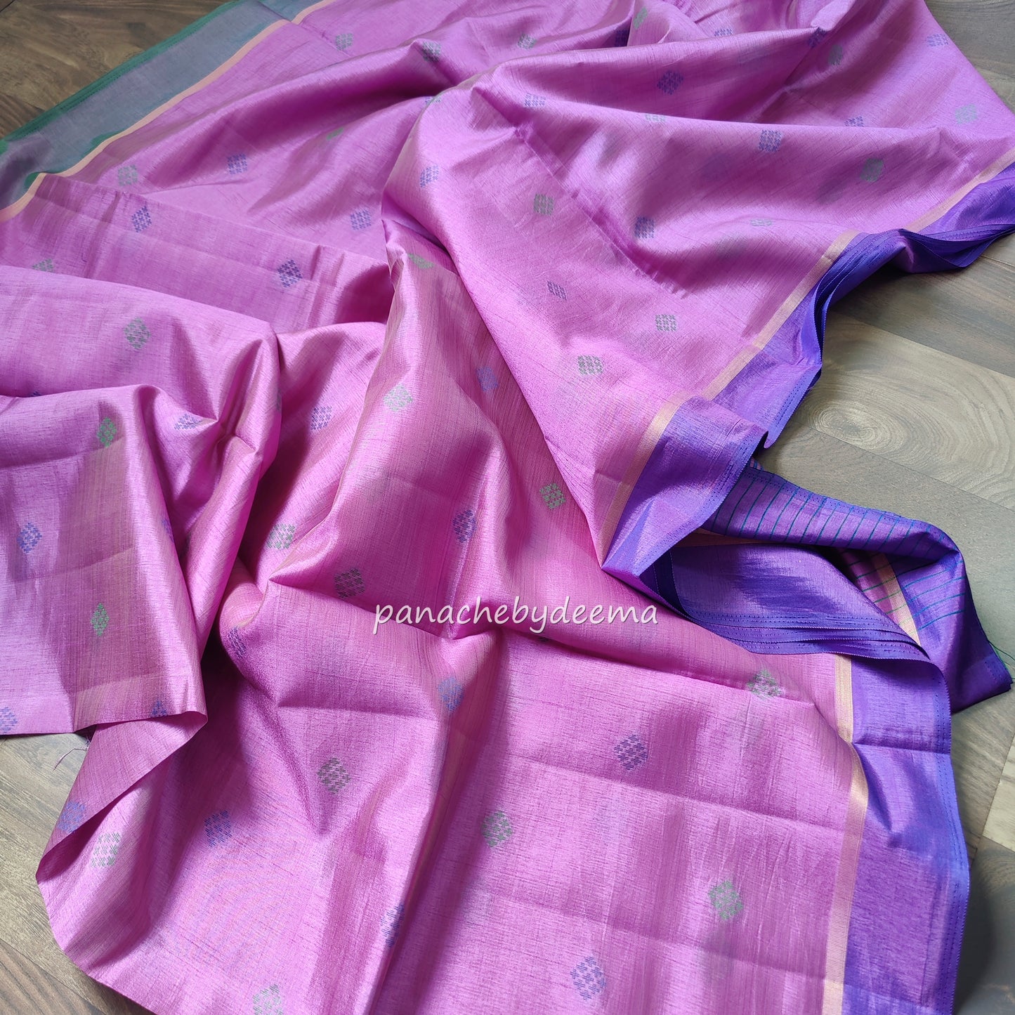Semi silk saree with dual colour borders. | LIlac | SS1