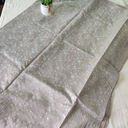 Pastel semi raw silk saree with embroidery | PSTL4