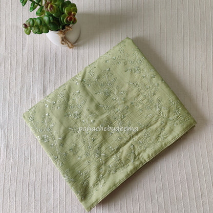 Pastel semi raw silk saree with embroidery|Pastel green | PSTL5