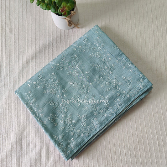 Pastel semi raw silk saree with embroidery| light sea blue | PSTL7
