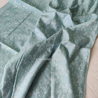 Pastel semi raw silk saree with embroidery| light sea blue | PSTL7