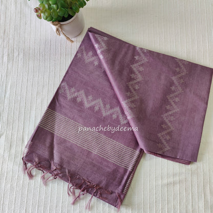 Semi tussar saree with thread weaving| Onion pink| D4