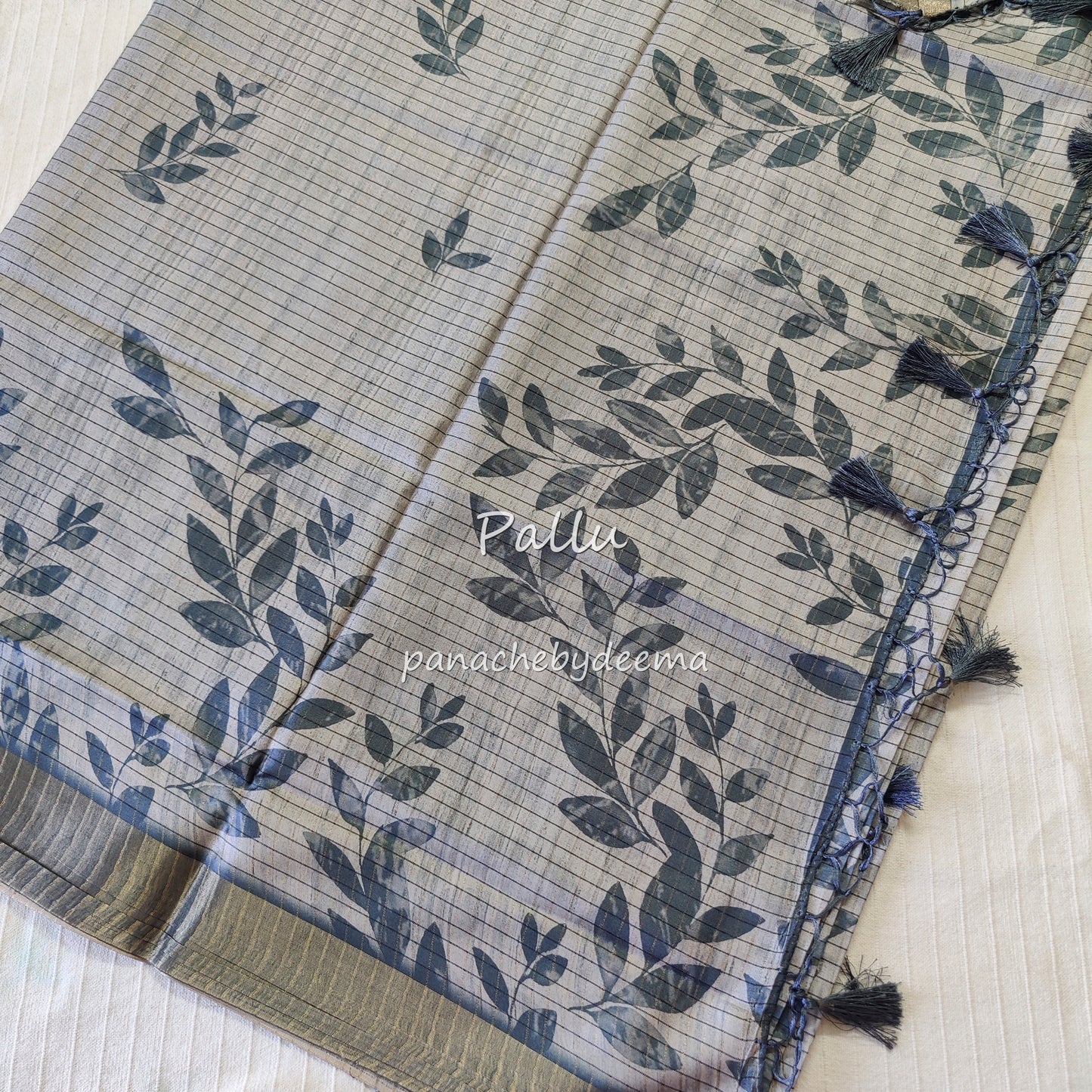 Semi silk saree with golden zari stripes | Blue| HL2