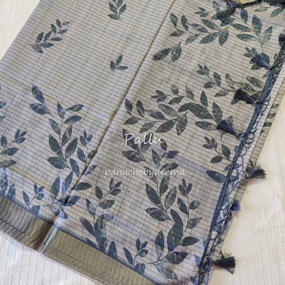 Semi silk saree with golden zari stripes | Blue| HL2