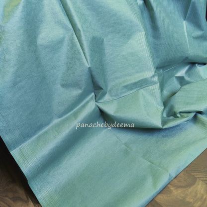 Semi tussar saree with silver zari weaving| green| D8