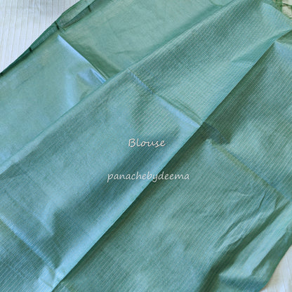 Semi tussar saree with silver zari weaving| green| D8