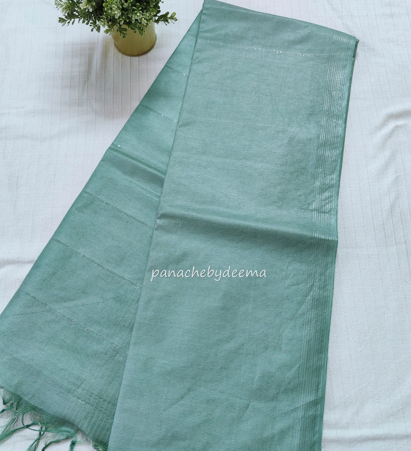 Semi tussar saree with silver zari weaving| green| D8