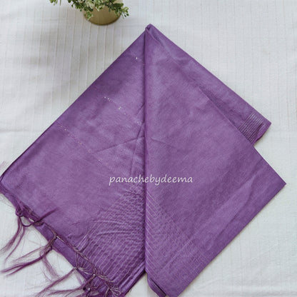 Semi tussar saree with silver zari weaving| Violet | D7