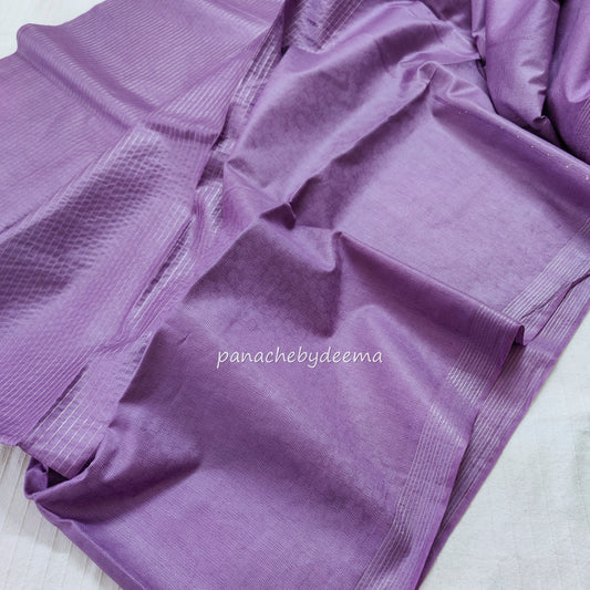 Semi tussar saree with silver zari weaving| Violet | D7