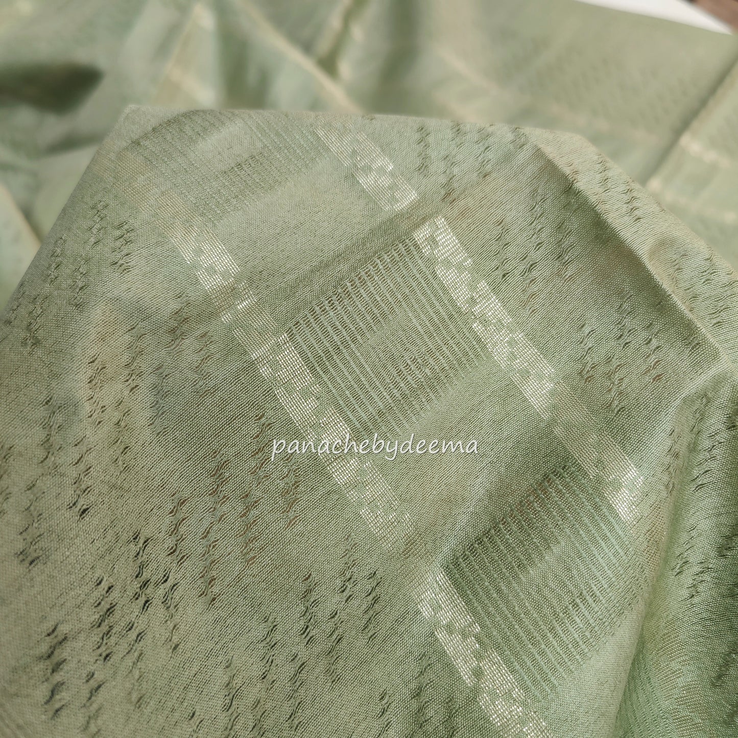 Semi tussar saree with Silver zari weaving | Green  D10