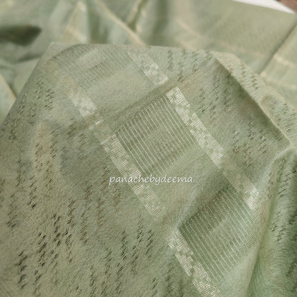 Semi tussar saree with Silver zari weaving | Green  D10