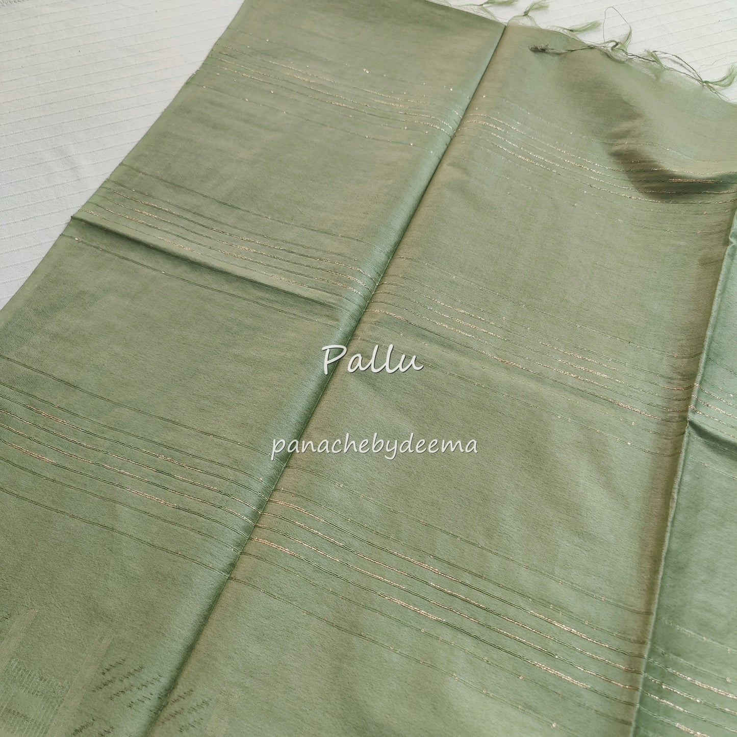 Semi tussar saree with Silver zari weaving | Green  D10