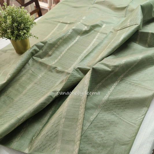 Semi tussar saree with Silver zari weaving | Green  D10