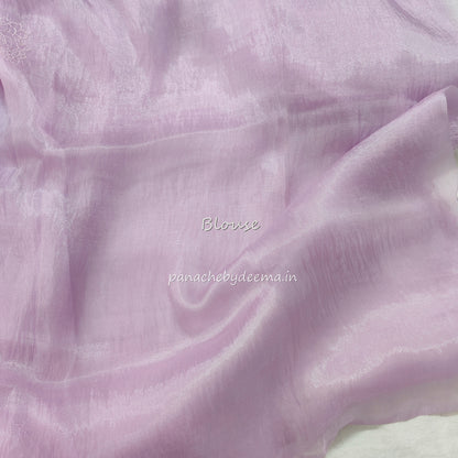 Organza glass tissue saree with embroidery and cutwork  with scalloped borders | Lavender |GL3