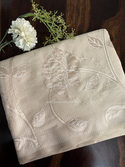 Silky Kota saree with applique work | Light Cream| KAP13