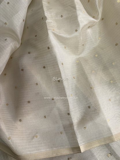 Silky Kota saree with applique work | Light Cream| KAP13