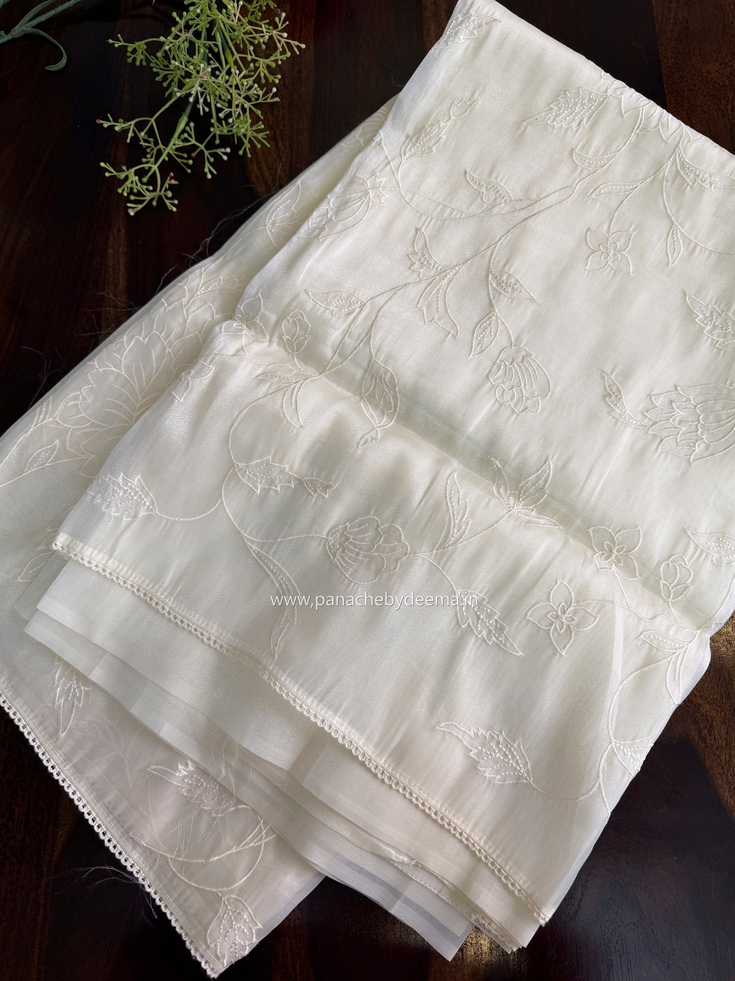 Soft chandaniya saree with applique work| Light cream |CO4