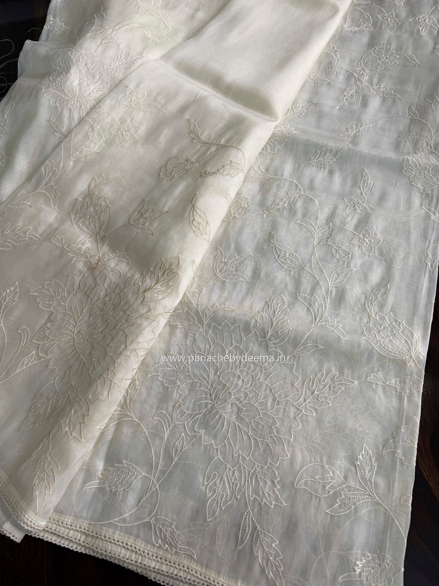 Soft chandaniya saree with applique work| Light cream |CO4