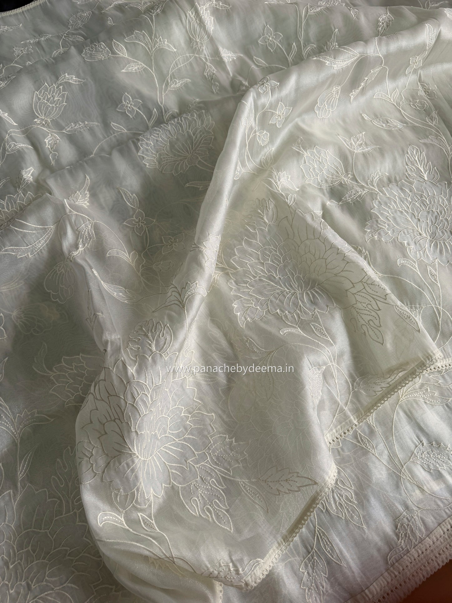 Soft chandaniya saree with applique work| Light cream |CO4