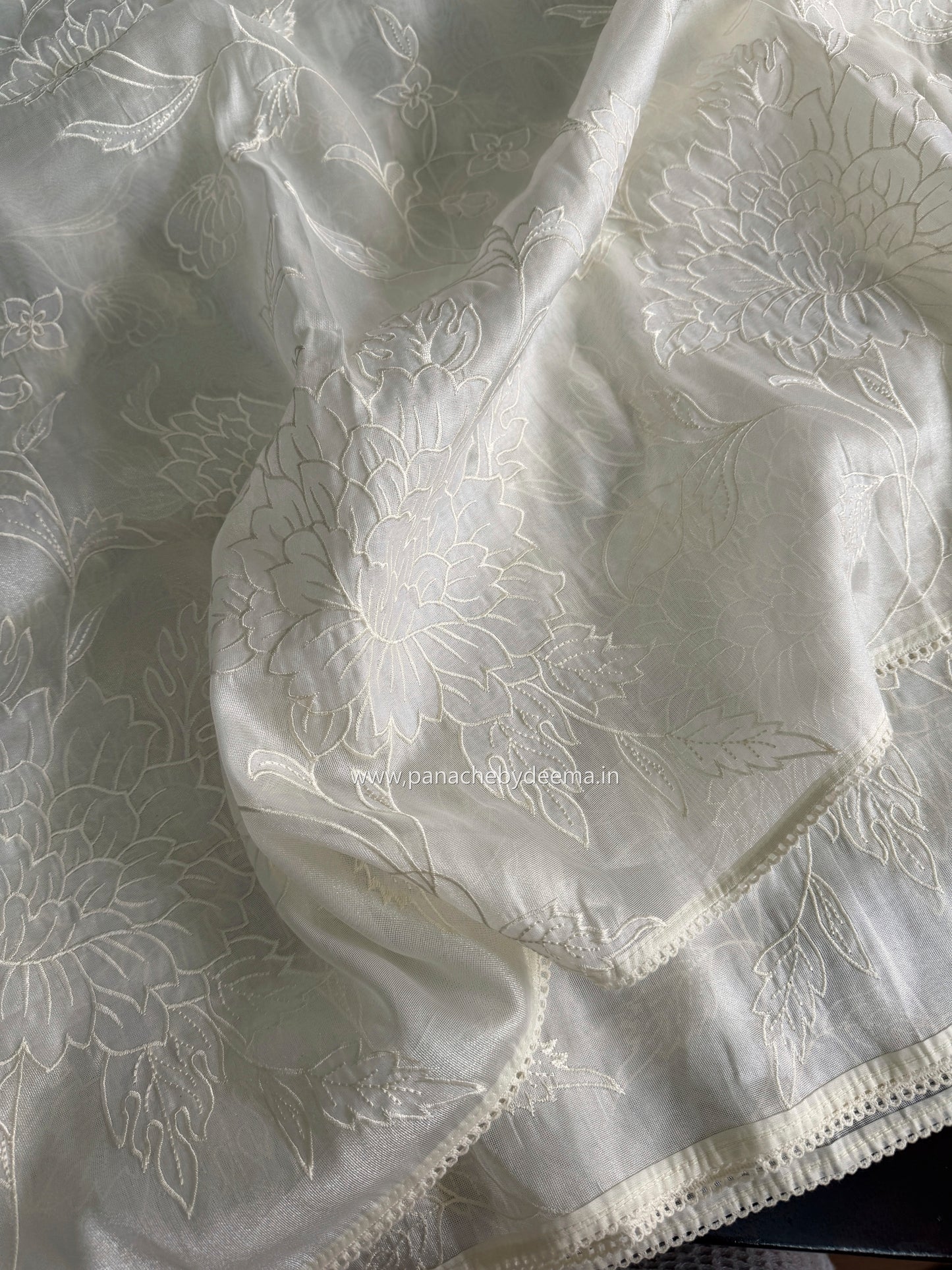 Soft chandaniya saree with applique work| Light cream |CO4