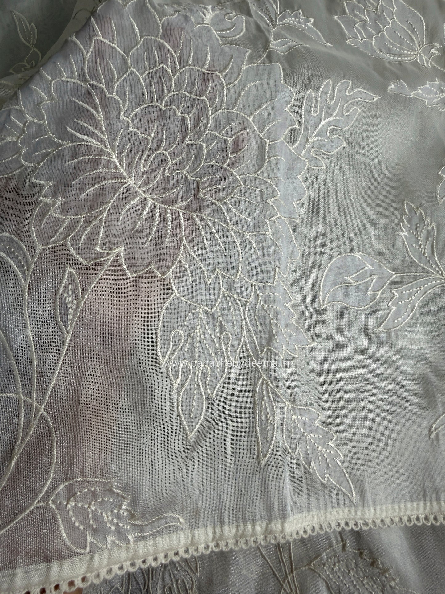 Soft chandaniya saree with applique work| Light cream |CO4